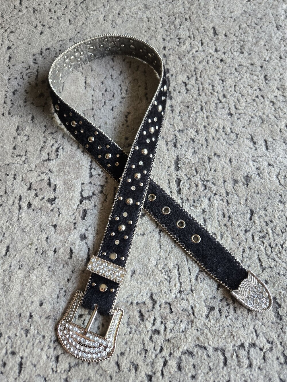 Kathy Rhinestone Faux Fur Belt - Picture 3 of 6